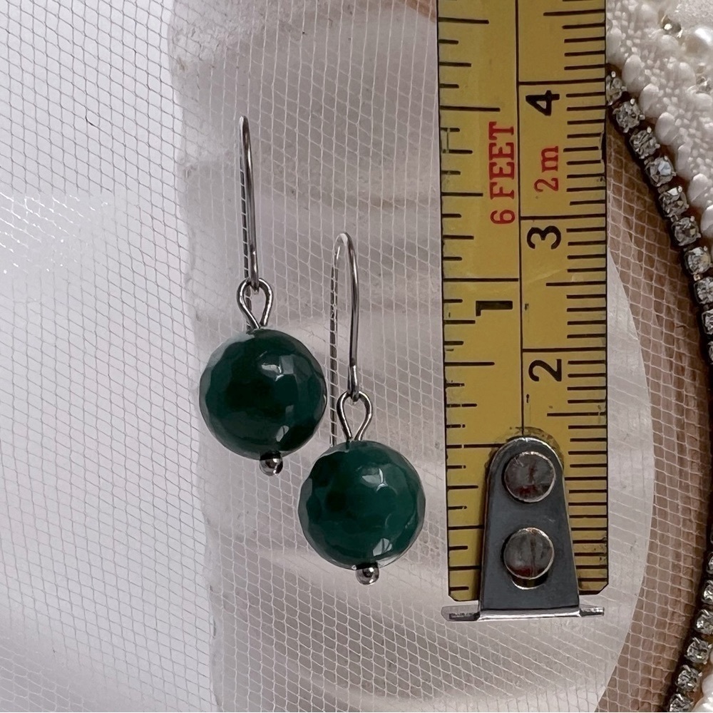 FOREST Green Agate Stainless Steel Drop Earrings - Picture 5 of 13